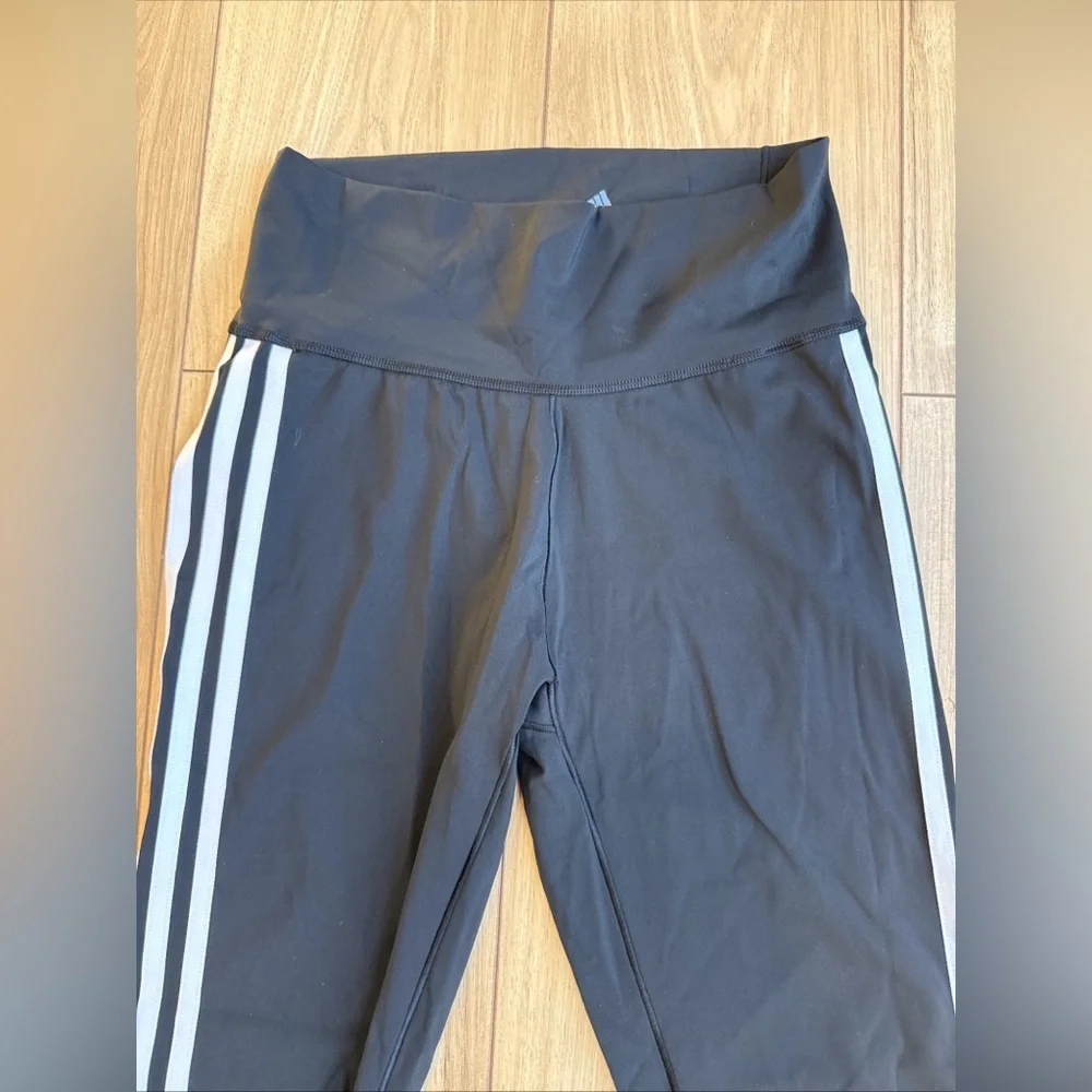 adidas Womens 7/8 3-Stripe Active Tight High Waisted (BLACK/WHITE, SIZE M) NWOT